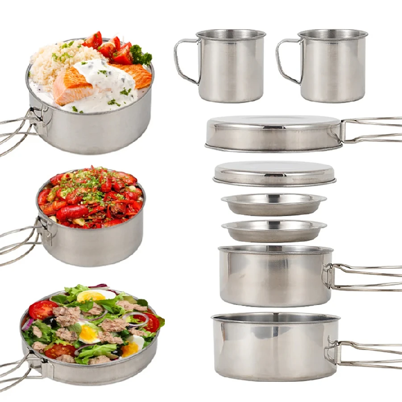 8pcs/Set Camping Cookware Mess - Paella Pan Steel incelemesi ve fiyatı